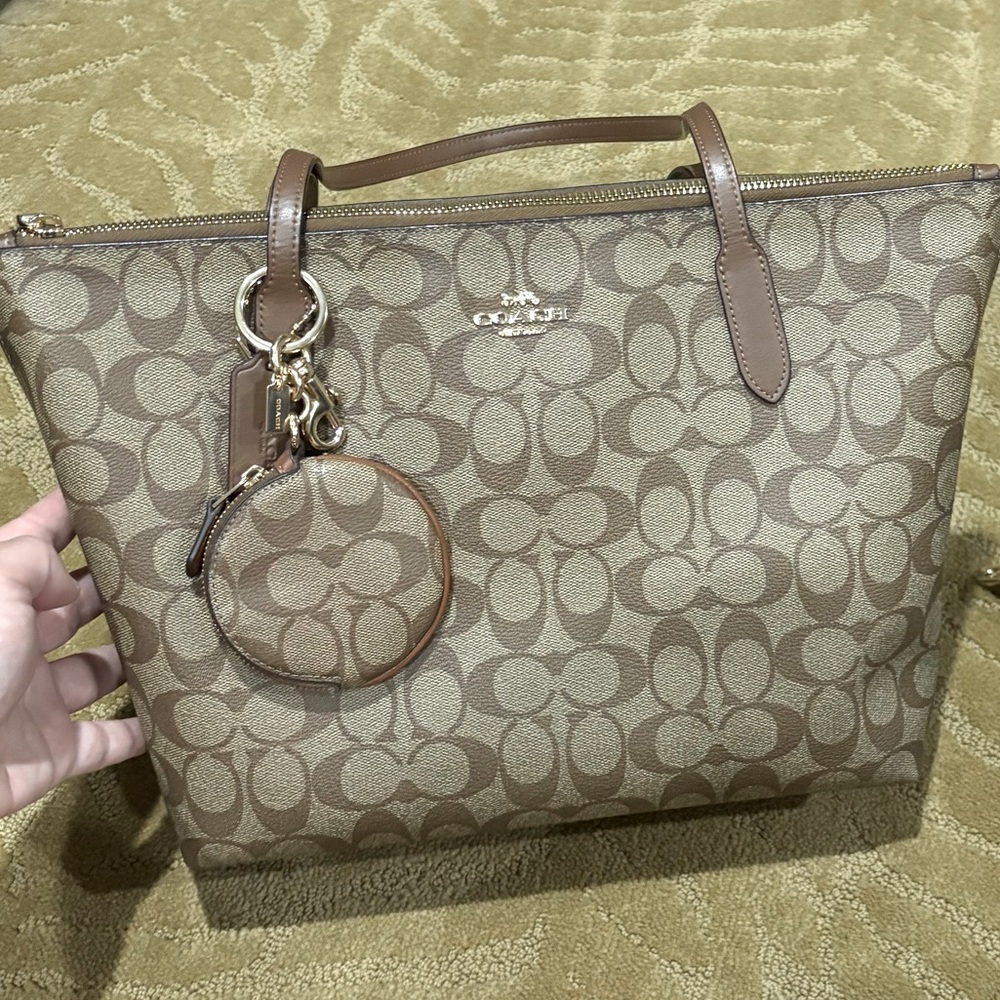 Coach Tan and Brown Signature Tote Set